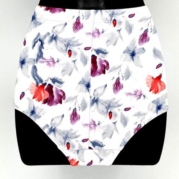 Bikini Bottom Classic High Waisted in White and Multi Color Floral Print Size XS - Picture 5 of 6